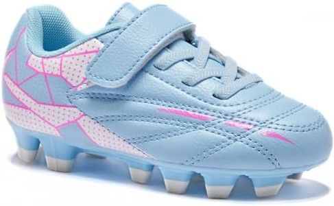 LIGVIV Soccer Cleats for Toddlers, Laceless Football Shoes, Outdoor Firm Ground, Little Kids & Big Kids (Pink, Toddler, 8, Numeric, US Footwear Size System, Medium)