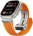 MOROFY Luxury Rugged Silicone Rubber Strap for Apple Watch Ultra 2 Band 49mm|45mm|44mm|42mm with Metal Connector & Folding Clasp for iWatch Ultra Series 9 8 7 6 5 4 3 2 1 SE - Orange