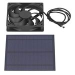 POCREATION 5W Solar Panel Board, 6V Solar Panel with Ventilation Fan for Greenhouse Pet House Kennel Cooling Fan Size Approx 120x120x25mm