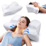 Lopsch Cervical Neck Beauty Pillow - Anti-Aging & Anti-Wrinkle Memory Foam for Neck & Shoulder Pain, Back & Side Sleepers - White