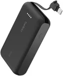 Belkin Portable Charger, Power Bank 10,000mAh with Integrated Cable - 20W Fast Charge USB-C Power Delivery, Portable iPhone Charger for iPhone 16 Series, iPad Pro, Galaxy S25, and More - Black