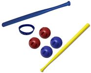Wiffle Ball Bat Bundle Limited Edition Official Yellow Bat, Official Blue Bat, Two Red and Two Blue Wiffle Balls Bundle with Bonus Dare to Soar Wristband by AweStar EagleL8