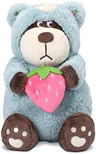 Hansbear 13”Plush Cute Stuffed Animal, Soft Stuffed Srawberry Bear with Removable Hat, Interactive Animated Stuffed Toy for Boys, Girls and All Ages, Soft Gift for Thanksgiving Day Christmas New Year