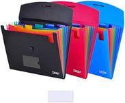 7-Pocket Expanding File 3pcs, Plastic Expandable File Folder - Black&Blue&Red