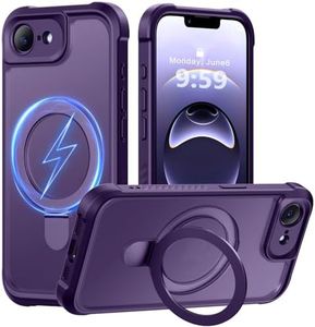 MOCCA Design for iPhone 16e Case with Magnetic Invisible Stand [Full Camera Protection] [Compatible with Magsafe] Military Drop Shockproof Translucent Matte Phone Case Cover 6.1",Deep Purple