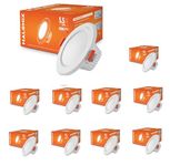 Halonix Kornet 5.5-Watt Junction Box White Led Downlighter| Cut Out- 3 inch | Surge Protection - Upto 4 KV (Pack of 10, White)