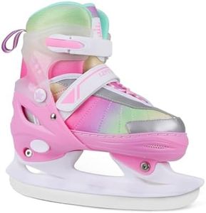 LEVYTEMP Adjustable Ice Skates for Kids Girls Boys -Gradient Pink Rainbow Youth Ice Skating Shoes - Sizes Medium Ages 5-12 - Ice Skates for Outdoor and Rink