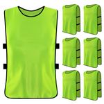 6 Pack Football Bibs, Adult Scrimmage Training Vests, Sports Bibs Youth, Soccer Bibs, Football Training Bibs, Team Game Jersey Netball Bibs for Men, Women, Seniors, Juniors, Size xl (Green)