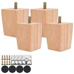 Keyohome 4PCS Height Sofa Legs Wooden Furniture Legs Replacement Armchair Cabinet Feet Wood Cabinets Legs Straight Wood Color for Couch Ottoman Dresser (6cm) …