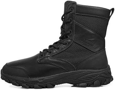 Soulsfeng Black Tactical Boots for Men 7 Lightweight Military Work Boots Side Zipper Motorcycle Combat Hiking Boots