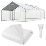 UNIFAMILY 6.2 x11.1Ft Chicken Coop Cover Waterproof, White Chicken Coop Tarp Cover Waterproof, Chicken Coop Cover for Shade, Chicken Run Cover for Sun Resistance (1pcs 6.2 x11.1Ft)