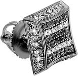Dazzlingrock Collection 0.10 Carat Round Black & White Diamond 9.50mm Kite Shape Hip Hop Iced Out Studs in Black Plated Sterling Silver, Screw Back, Unisex Design Ladies, Mens Real Diamond Earrings