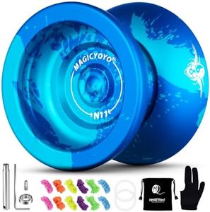 MAGICYOYO N11 Pro Metal Unresponsive and Responsive Yoyo - Dual Purpose Trick Yo-Yo for Adults & Pros, Advanced Yoyo Ball with String Kit (Blue Splash)