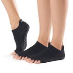 Toesox Yoga Socks – Low Rise Half Toe 2 Pack, Black, MD