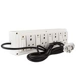 Mylife 240 Volts Pvc Extension Junction Box For Multiple Electrical Appliances 4 Strip Surge Protector Pvc Spike Box - 5 Meter Cable (Colour Ivory)