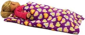 Soft Purple Heart Pattern 18 Doll Sleeping Bag. Fits American Girl & Madame Alexander Dolls Accessories & Furniture. Sleepover Party Bedding & Fun! Best Seller & Safety Tested!