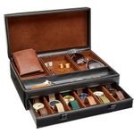 Juvale Faux Leather Mens Jewelry Box Organizer, Valet Tray for Watches (Black, 12.6 x 9 x 4 In)