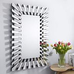 Furniturebox UK Starburst Silver Stylish Rectangular Modern Living Room Bedroom Wall Mirror 66 x 100 cm