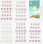 Allstarry 120pcs 5 pack French Children Nails Press on Pre-glue Full Cover Short French False Nail Kits Lovely Gift for Children Little Girls Nail Art Decoration (Flower Series)