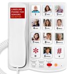 Uvital Big Button Phone for Seniors, Corded Landline Phone for Elderly with 10 One-Touch Dialing Big Buttons, White Landline Telephone with SOS Emergency Button/Replaceable Photo/Adjustable Volume