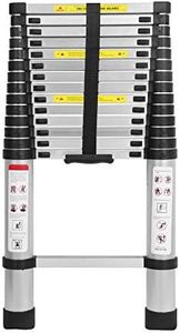 2,6M/3,2M/3,8M/4,4M Échelle télescopique en Aluminium Échelle Pliante en Aluminium Antidérapante Sûre Échelle Polyvalente Escabeau Échelle à Coulisse Portable Échelle légère Capacité de Charge 150kg
