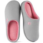 RockDove Women's Original Two-Tone Memory Foam Slipper, Size 7-8 US Women,Light Grey/Pink
