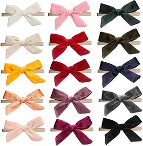 inSowni 15 Pack Solid Velvet Bow Super Stretchy Nylon Headbands Hairbands Accessories for Baby Girls Toddlers Newborns Infants Kids