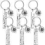 6 Pieces Friendship Keychain Gifts, Best Friend Inspirational Keychain, Friendship Jewelry Appreciation Keychain (Sunflower Pattern)