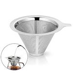 Pour Over Coffee Filter,Stainless Steel Paperless Coffee Maker Filter,Permanent Pour Over Coffee Dripper for Single Cup Brew,Double Layer Mesh Pour Over Coffee Dripper, for Manual Coffee Maker