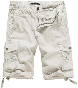 WenVen Men's Cotton Twill Military Cargo Shorts, Military Green, 30