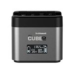 Hahnel ProCube 2 Compatible with Nikon DSLR - Dual Twin Battery Charger for EN-EL14, EN-EL15 – Built-in USB Charging Ports & AA Slots – Smart LCD Display with Top Up Charge - 12V Car Lead Included