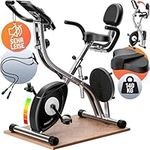 SPORTANA® Eagle 4 Folding Exercise Bike | Adjustable 10 Resistance Levels | Upright/Recumbent Seat Positions | LCD Display | Hand Pulse Sensor | Foldable Fitness Trainer With App