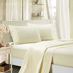 1000TC Ultra SOFT Sheet Set (Flat sheet & Fitted sheet & 2 Pillowcases) (Queen Size Bed, Cream)