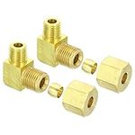 PATIKIL G1/8 Male x 6mm Tube OD Brass Compression Tube Fitting, 90 Degree Elbow Pipe Tube Fitting for Plumbing, Hose Connector