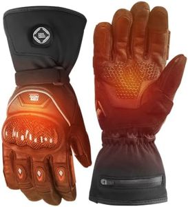 KEMIMOTO Heated Motorcycle Gloves for Men with Hard Protective Shield, Carbon Nanotube Heating Gloves, 7.6V 3000mAh Rechargeable Battery, Waterproof, Windproof, Touchscreen