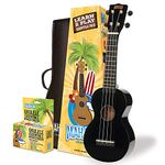 Mahalo Rainbow Soprano Ukulele Beginners Kit - Ukulele for Kids & Adults with Guide, Carry Case, Clip-on Tuner, Spare String Set & Picks, Learn 2 Play' Instruments Bundle, Black