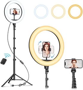 Weilisi 12" Selfie Ring Light with 63" Tripod Stand, Dimmable LED Ring Light with Phone Holder and Wireless Remote, [2-in-1] Ring Light & Selfie Stick for Photography/Makeup/Live Stream/YouTube