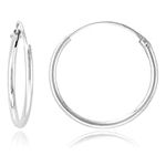 16MM Sterling Silver Plain Simple Polished Top Hinged Endless Hoop Earrings - Fine Circle Round Hoop Sleeper Earrings for Women/Teenagers/Girls