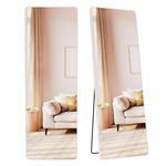 SONGMICS Full Length Mirror, 160 x 50 cm, Rectangle Full Body Mirror with Stand, Aluminium Alloy Frame Floor Mirror, Tempered Glass, for Bedroom, Living Room, Cloakroom, Matte White LFM030WC01