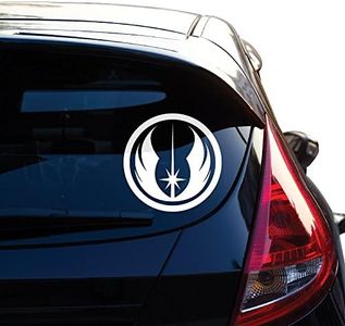 Yoonek Graphics Jedi Order Decal Emblem Inspired Star Wars Sticker for Car Window, Laptop, Motorcycle, Walls, Mirror and More. SKU: 529 (6", White)