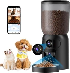 Voxblend Automatic Cat Feeder with Dual Camera, 5G WiFi App Control: 5L Automatic Dog Food Storage Container with 2K HD Video and Laser Pet Toy, Dual Power Timed Smart Pet Food Dispenser for Cats&Dogs