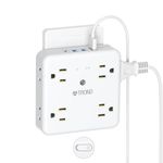 TROND USB C Outlet Extender Surge Protector, 8 Multi Plug Outlet Splitters, 4 USB Wall Chargers, Electrical Plug Adapter with Switch, Flat Multiple Outlet Expander for Home Office Dorm Room Travel