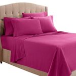 Clara Clark King Sheets, 6 Piece Set - Hotel Luxury Sheets for King Size Bed, Super Soft Bedding Sheets & Pillowcases, King Size Sheets, Magenta