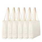 Faylapa 6 Pack Canvas Tote Bags,Heavy Duty and Strong Shopping Grocery Bag Blank Cotton Bags for Decorating Crafts DIY (Style 1)