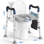KingPavonini Toilet Seat Risers for Seniors, Raised Toilet Seat with Handles with Adjustable Height & Width, Soft Padded Seat, Elevated Toilet Seat Riser, Load 500lb, Fit Any Toilet
