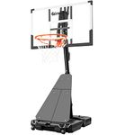 Aimking Basketball Hoop Outdoor System with 44 Inch Shatterproof Backboard, 4.8FT-10FT Height Adjustable Basketball Goal System for Youth/Teens/Adults Indoor Outdoor Pool