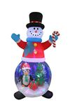 8 Foot Tall Christmas Inflatable Snowman Globe with Penguin and Gift Box Christmas Tree Decor Outdoor Indoor Holiday Decorations, Blow Up LED Lighted Yard Decor, Giant Lawn Inflatable for Home Family