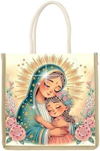antor DIY Diamond Painting Canvas Tote Bag with Madonna Design, Religious Diamond Art Handbag for Adults, Craft Storage Bag, Crystal Art Diamond Painting Bag for Shopping, Travel, Daily Use