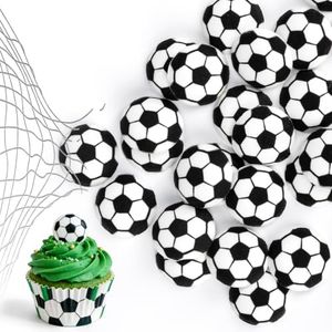 32 PCS Edible Soccer for Cupcake Decorations,Football Sprinkles,Soccer Cake Toppers,Ball Shaped Sugar Sprinkles,Cookies,Donuts Ice Cream Backing,World Cup Sports Themed Parties,Match Viewing Events Birthday Party Decorating