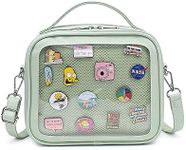 RAINBOW SMILE Ita Bag Kawaii Crossbody Purse Bag Messenger Clear Shoulder Bags Pin Display Bag, 23-green